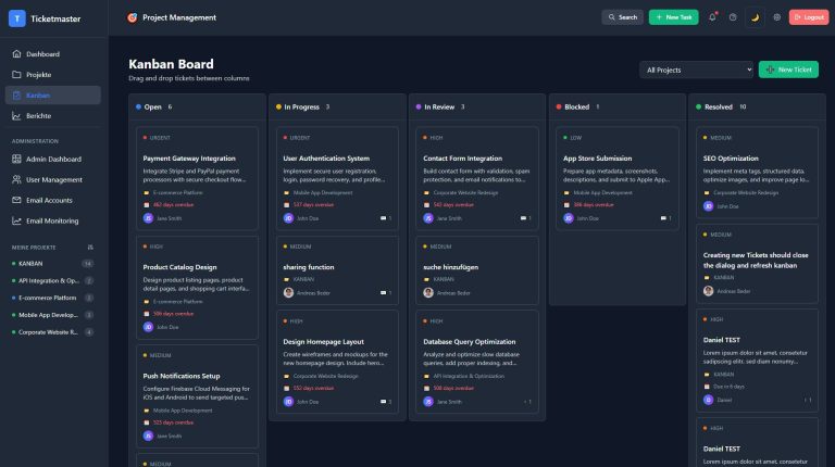 Web Entwicklung Support Ticketsystem